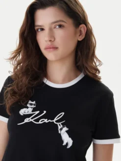 KARL LAGERFELD T-Shirt B1W17040 Czarny Slim Fit