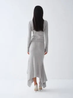 La Mania Spódnica midi MALORIE Szary jasny Basic Fit