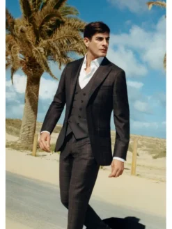 Lancerto Garnitur Castel GA073125000021 Brązowy Slim Fit