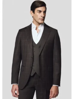 Lancerto Garnitur Castel GA073125000021 Brązowy Slim Fit