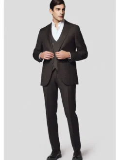 Lancerto Garnitur Castel GA073125000021 Brązowy Slim Fit