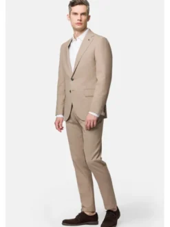 Lancerto Garnitur Vancouver GA073123000019 Beżowy Slim Fit