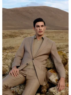 Lancerto Garnitur Varma GA073125000006 Beżowy Slim Fit