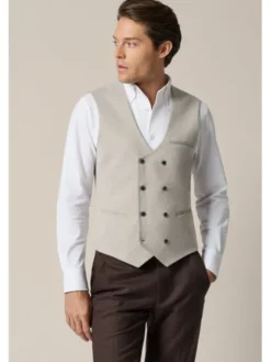 Lancerto Kamizelka garniturowa Montefalco KA131126000002 Beżowy Slim Fit