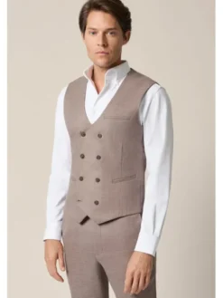 Lancerto Kamizelka garniturowa Gerace KA131126000004 Brązowy Slim Fit