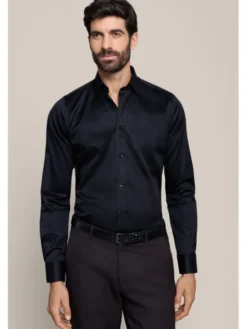 Lancerto Koszula Blackstone KO073226000009 Czarny Slim Fit