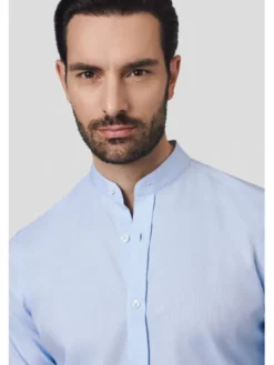 Lancerto Koszula Koszula Błękitna Bawełniana z Krótkim Rękawem Majken KO073125000012 Niebieski Slim Fit