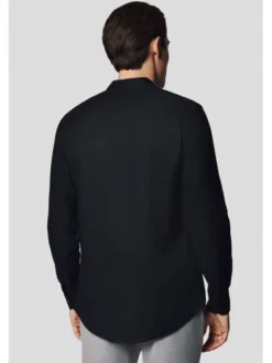Lancerto Koszula Koszula Czarna z Lnem Berit KO073125000005 Czarny Slim Fit
