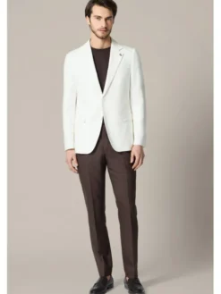 Lancerto Marynarka Bobbio MA131126000005 Biały Slim Fit