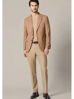 Lancerto Marynarka Carloforte MA131126000026 Brązowy Slim Fit