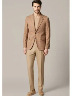 Lancerto Marynarka Carloforte MA131126000026 Brązowy Slim Fit