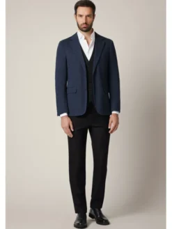 Lancerto Marynarka Craco MA131225000009 Granatowy Slim Fit