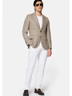 Lancerto Marynarka Fontana MA073124000008 Beżowy Slim Fit