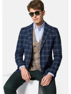 Lancerto Marynarka Nebraska MA131123000018 Granatowy Slim Fit