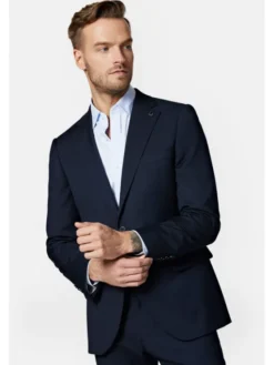 Lancerto Marynarka Performance Mix MA073123000004 Granatowy Slim Fit