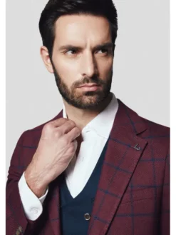 Lancerto Marynarka Scafati MA131224000003 Bordowy Slim Fit