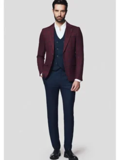 Lancerto Marynarka Scafati MA131224000003 Bordowy Slim Fit