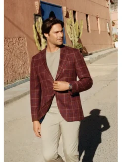 Lancerto Marynarka Scalea MA099123000006 Bordowy Slim Fit