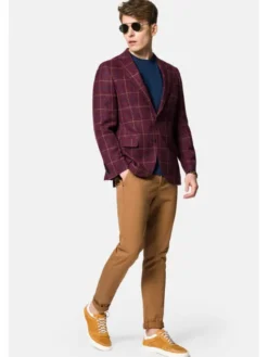 Lancerto Marynarka Scalea MA099123000006 Bordowy Slim Fit