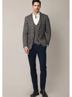 Lancerto Marynarka Sestola MA131225000019 Brązowy Slim Fit