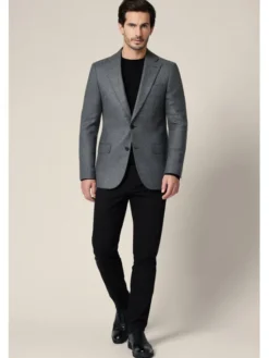 Lancerto Marynarka Tenda MA073225000014 Szary Slim Fit