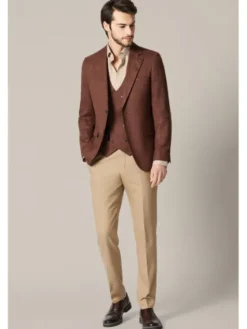 Lancerto Marynarka Volterra MA131126000017 Brązowy Slim Fit