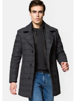 Lancerto Płaszcz wełniany Norymberga KU054222000009 Szary Regular Fit