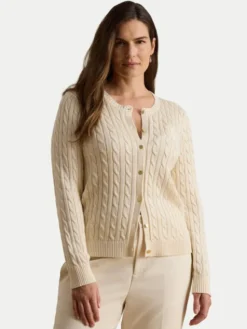 LAUREN RALPH LAUREN Kardigan 200P14040001 Kremowy Regular Fit