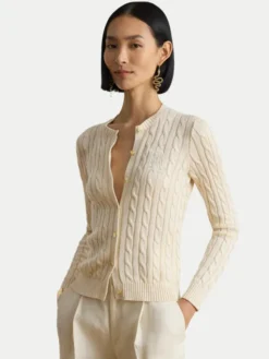 LAUREN RALPH LAUREN Kardigan 200P14040001 Kremowy Regular Fit
