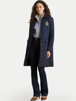 LAUREN RALPH LAUREN Kurtka przejściowa Crested 3/4 Quilt 297P18059004 Granatowy Regular Fit