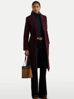 LAUREN RALPH LAUREN Płaszcz wełniany 297962169005 Bordowy Regular Fit