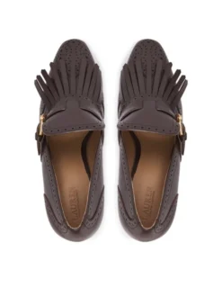 LAUREN RALPH LAUREN Półbuty Colleen Perforated Calfskin Kiltie Pump 802P02364004 Brązowy ciemny