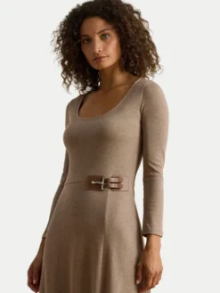 LAUREN RALPH LAUREN Sukienka dzianinowa 200980038001 Beżowy Slim Fit