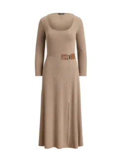 LAUREN RALPH LAUREN Sukienka dzianinowa 200980038001 Beżowy Slim Fit