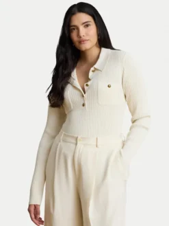 LAUREN RALPH LAUREN Sweter 200P03459003 Kremowy Slim Fit