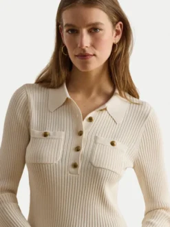 LAUREN RALPH LAUREN Sweter 200P03459003 Kremowy Slim Fit