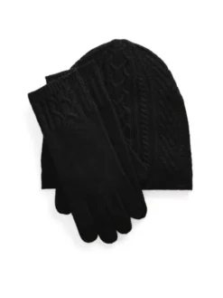 LAUREN RALPH LAUREN Zestaw czapka, szalik i rękawiczki 454960056002 Czarny