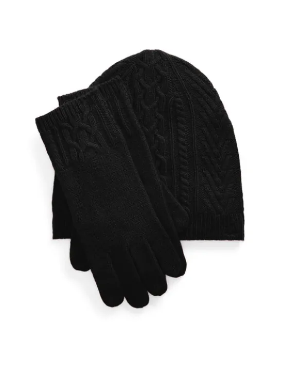 LAUREN RALPH LAUREN Zestaw czapka, szalik i rękawiczki 454960056002 Czarny
