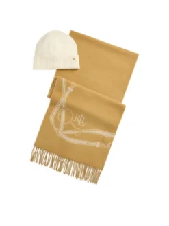 LAUREN RALPH LAUREN Zestaw szalik i czapka 454P23530002 Brązowy jasny