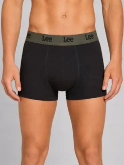 Lee Bokserki Aron 3 Pack Cotton Elastane Trunks Czarny
