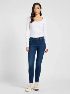 Lee Jeansy SCARLETT HIGH ZIP Niebieski Skinny Fit