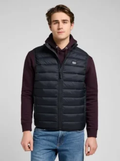 Lee Kamizelka STAND COLLAR PUFFER Czarny Regular Fit