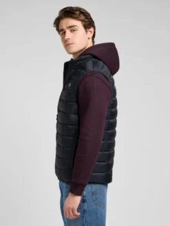 Lee Kamizelka STAND COLLAR PUFFER Czarny Regular Fit