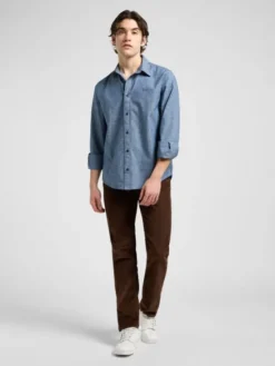 Lee Koszula PATCH SHIRT Niebieski Regular Fit