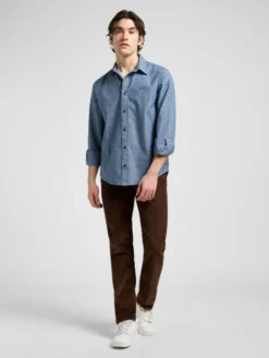 Lee Koszula PATCH SHIRT Niebieski Regular Fit