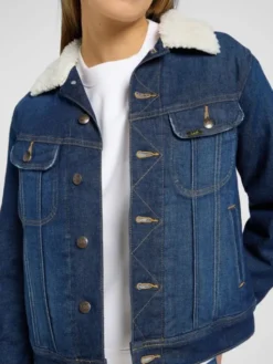 Lee Kurtka jeansowa SHERPA RIDER JKT Niebieski Regular Fit