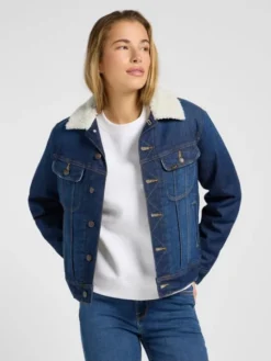 Lee Kurtka jeansowa SHERPA RIDER JKT Niebieski Regular Fit
