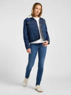 Lee Kurtka jeansowa SHERPA RIDER JKT Niebieski Regular Fit