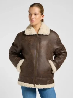 Lee Kurtka przejściowa AVIATOR JACKET Brązowy Relaxed Fit