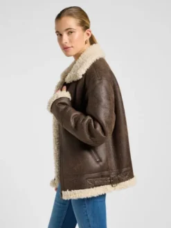 Lee Kurtka przejściowa AVIATOR JACKET Brązowy Relaxed Fit